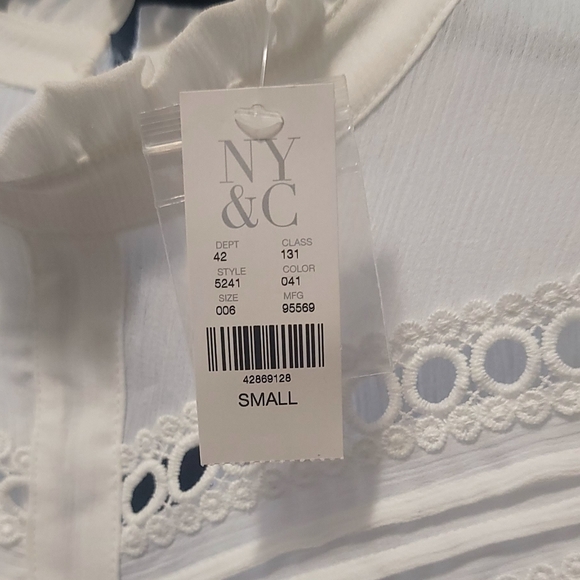 New York & Company | Tops | White Eyelet Ruffle Blouse | Poshmark